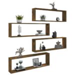 Étagères murales cubiques 4 pcs Chêne fumé 100x15x30 cm – Image 6