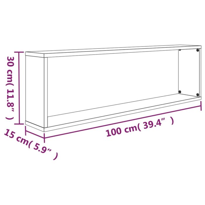 Étagères murales cubiques 4 pcs Chêne fumé 100x15x30 cm – Image 8