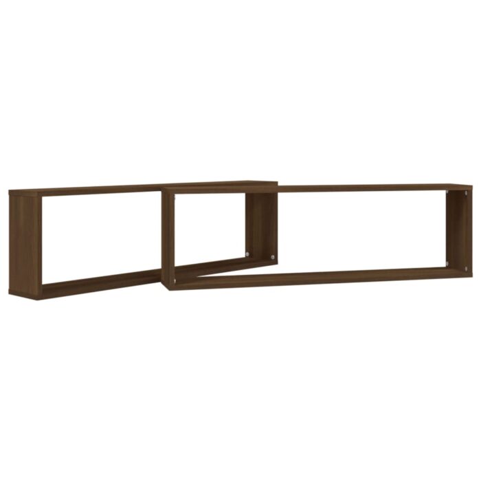 Étagères murales cube 2 pcs Chêne marron 100x15x30 cm Bois – Image 2