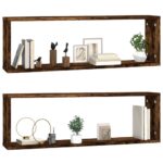 Étagères murales cubiques 2 pcs Chêne fumé 80x15x26,5 cm – Image 2
