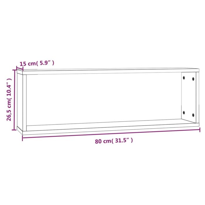 Étagères murales cubiques 2 pcs Chêne fumé 80x15x26,5 cm – Image 8