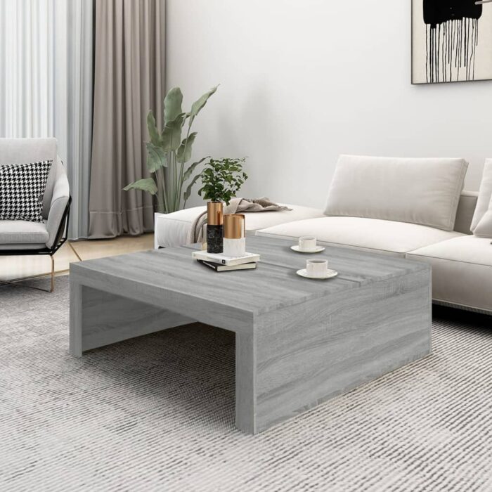 Table basse Sonoma gris 100x100x35 cm Bois d'ingénierie – Image 4