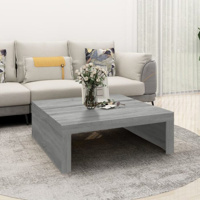 Table basse Sonoma gris 100x100x35 cm Bois d'ingénierie – Image 1