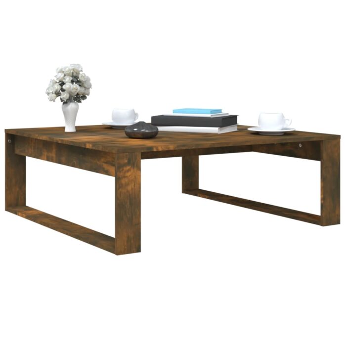 Table basse Chêne fumé 100x100x35 cm Bois d'ingénierie – Image 2