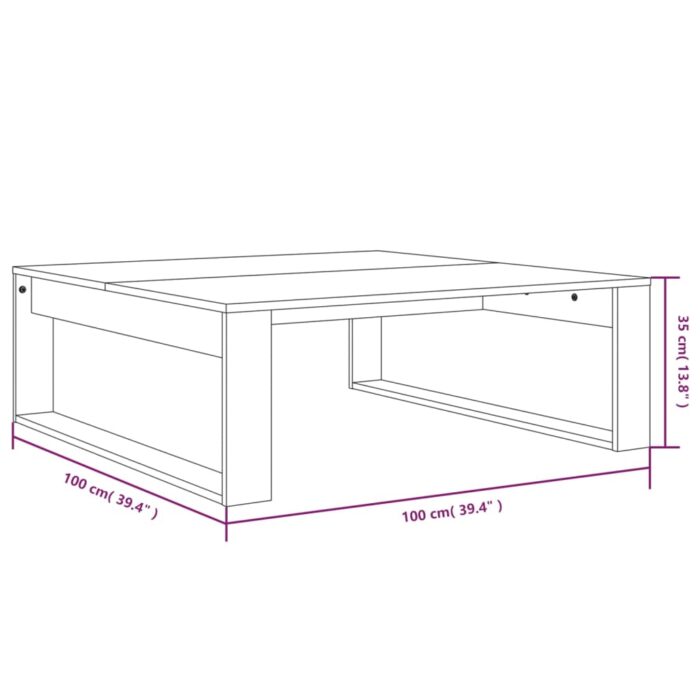 Table basse Chêne fumé 100x100x35 cm Bois d'ingénierie – Image 5