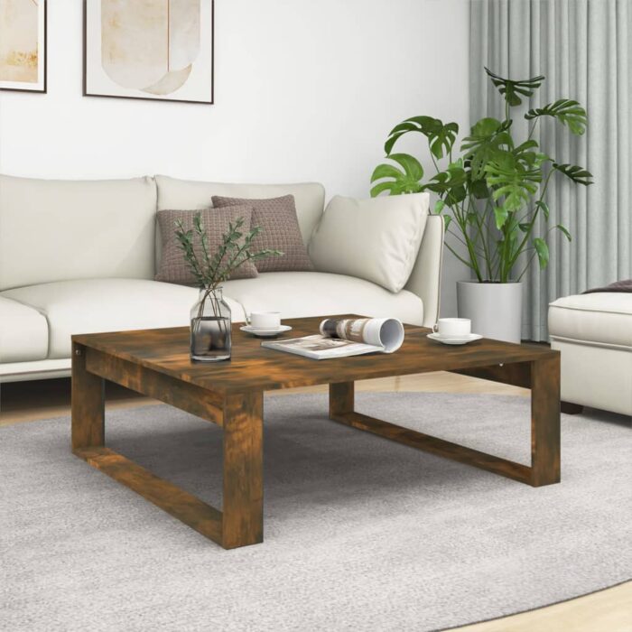 Table basse Chêne fumé 100x100x35 cm Bois d'ingénierie – Image 1