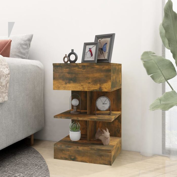 Tables de chevet 2 pcs chêne fumé 40x35x65 cm bois d’ingénierie – Image 6
