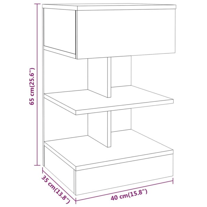 Tables de chevet 2 pcs chêne fumé 40x35x65 cm bois d’ingénierie – Image 7