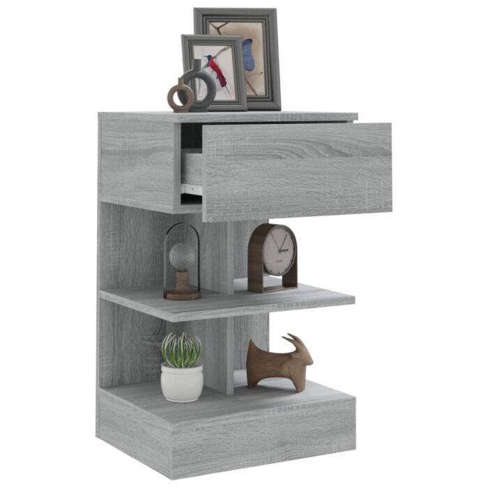 Table de chevet Sonoma gris 40x35x65 cm Bois d'ingénierie – Image 4