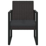 Salon de jardin 3 pcs avec coussins Noir Résine tressée – Image 2