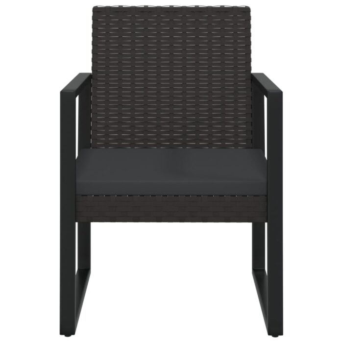 Salon de jardin 3 pcs avec coussins Noir Résine tressée – Image 2