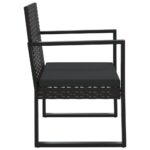 Salon de jardin 3 pcs avec coussins Noir Résine tressée – Image 3