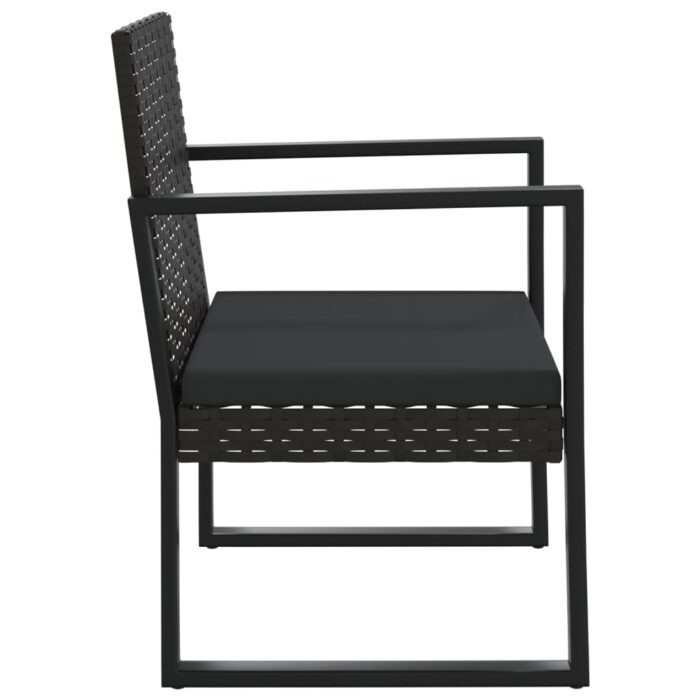Salon de jardin 3 pcs avec coussins Noir Résine tressée – Image 3