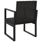 Salon de jardin 3 pcs avec coussins Noir Résine tressée – Image 4