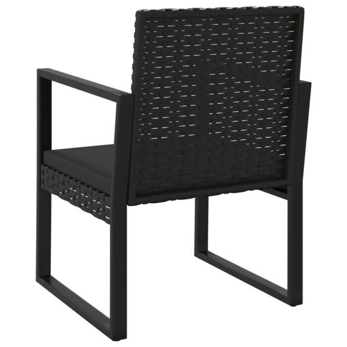 Salon de jardin 3 pcs avec coussins Noir Résine tressée – Image 4
