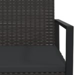 Salon de jardin 3 pcs avec coussins Noir Résine tressée – Image 8