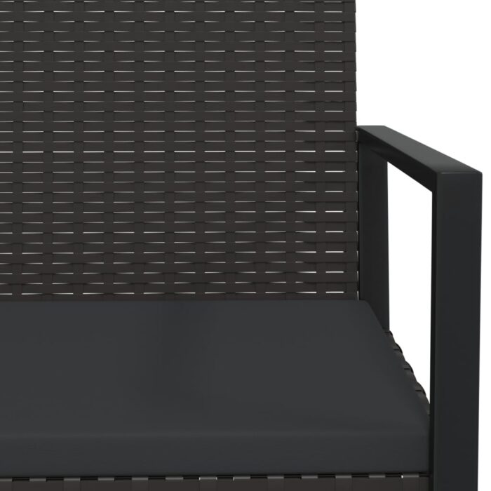 Salon de jardin 3 pcs avec coussins Noir Résine tressée – Image 8