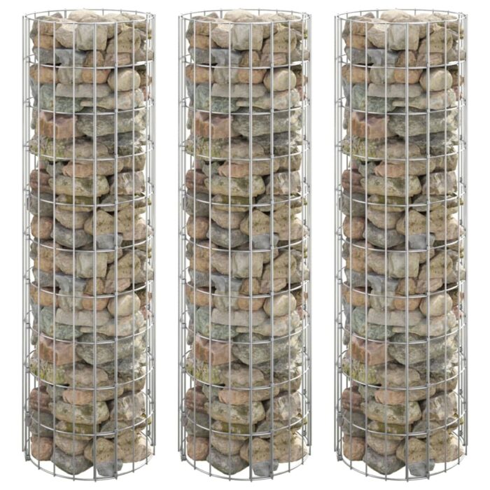 Lit surélevé à gabion circulaire 3pcs Acier galvanisé Ø30x100cm – Image 1