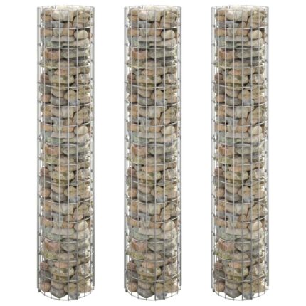 Lit surélevé à gabion circulaire 3pcs Acier galvanisé Ø30x150cm