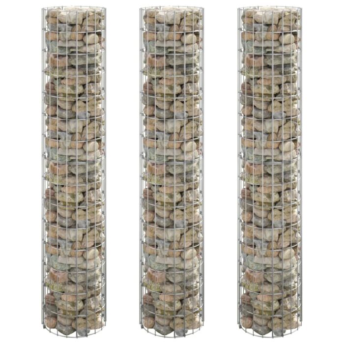 Lit surélevé à gabion circulaire 3pcs Acier galvanisé Ø30x150cm – Image 1
