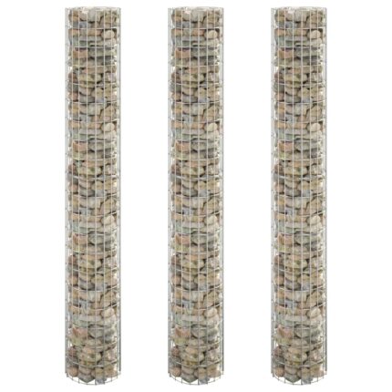 Lit surélevé à gabion circulaire 3pcs Acier galvanisé Ø30x200cm