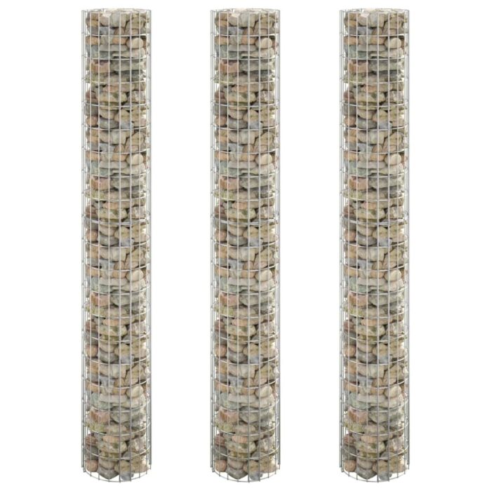 Lit surélevé à gabion circulaire 3pcs Acier galvanisé Ø30x200cm – Image 1