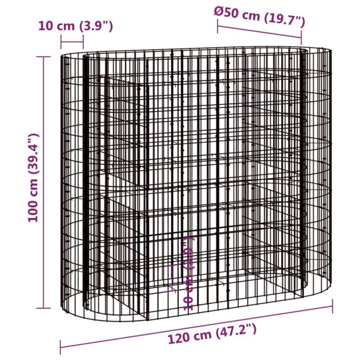 Lit surélevé à gabion Fer galvanisé 120x50x100 cm – Image 6