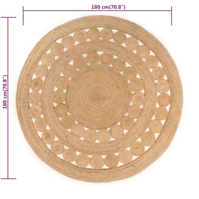 Tapis Design tressé Jute 180 cm Rond – Image 5