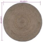 Tapis fait à la main Jute Rond 240 cm Gris – Image 4