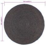 Tapis fait à la main Jute Rond 210 cm Gris foncé – Image 4