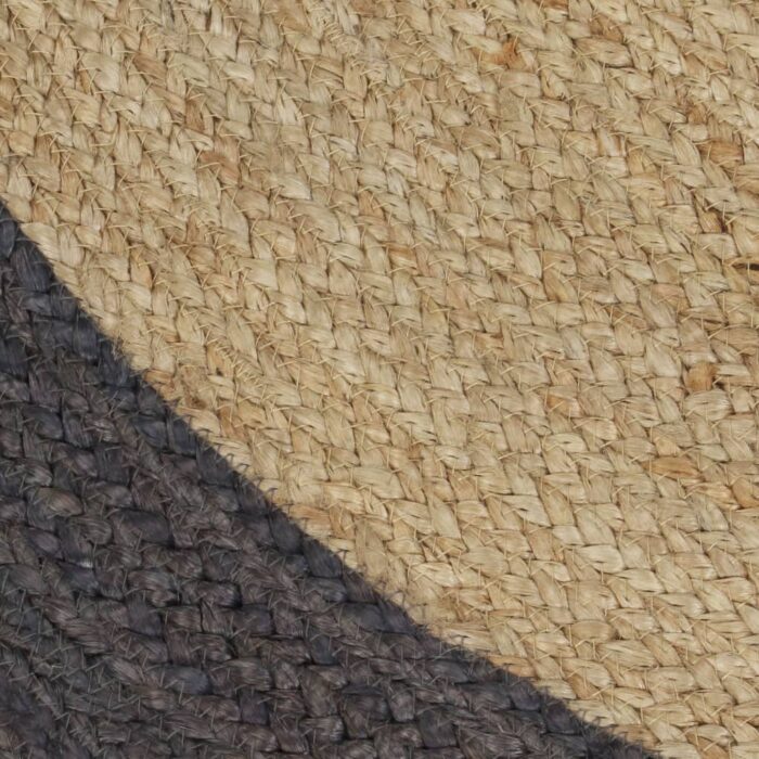 Tapis fait à la main Jute avec bord gris foncé 210 cm – Image 2