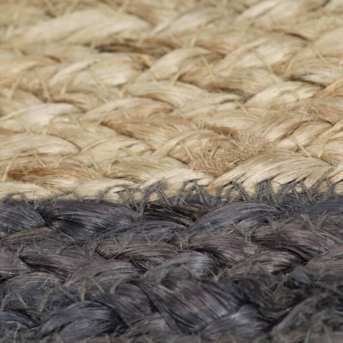 Tapis fait à la main Jute avec bord gris foncé 210 cm – Image 3