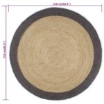 Tapis fait à la main Jute avec bord gris foncé 210 cm – Image 5