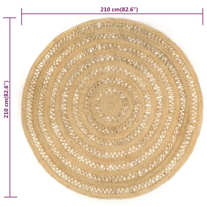 Tapis fait à la main Jute tressée 210 cm – Image 5