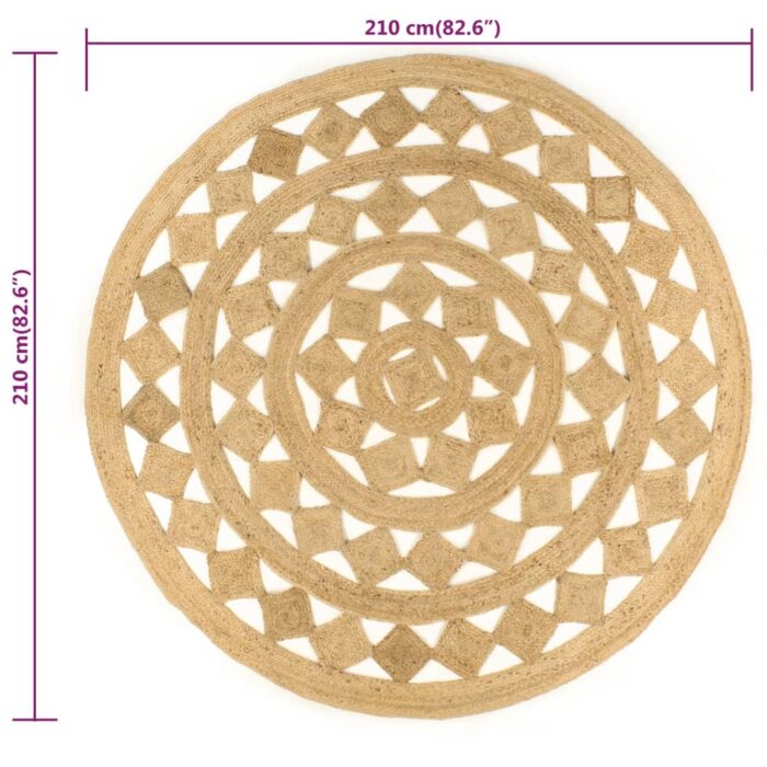 Tapis fait à la main Jute tressée 210 cm – Image 5