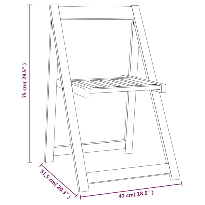 Chaises pliables de jardin lot de 8 Bois d'acacia massif – Image 5