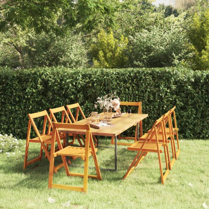 Chaises pliables de jardin lot de 8 Bois d'acacia massif – Image 1