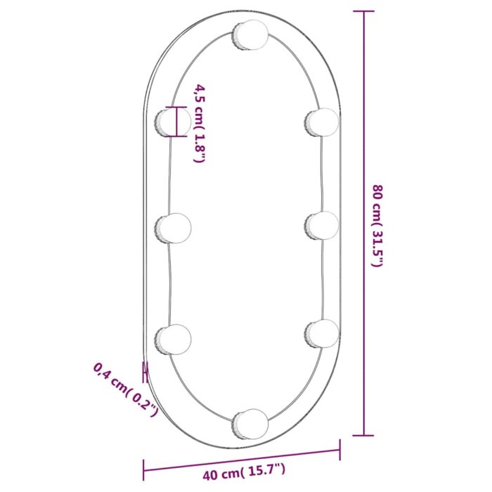 Miroir avec éclairage LED 80x40 cm Verre Ovale – Image 11