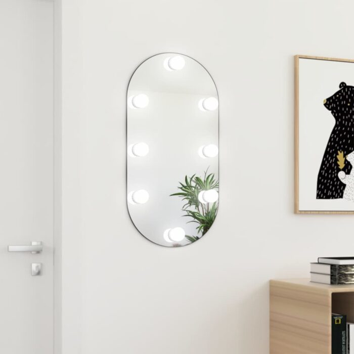 Miroir avec éclairage LED 80x40 cm Verre Ovale – Image 1