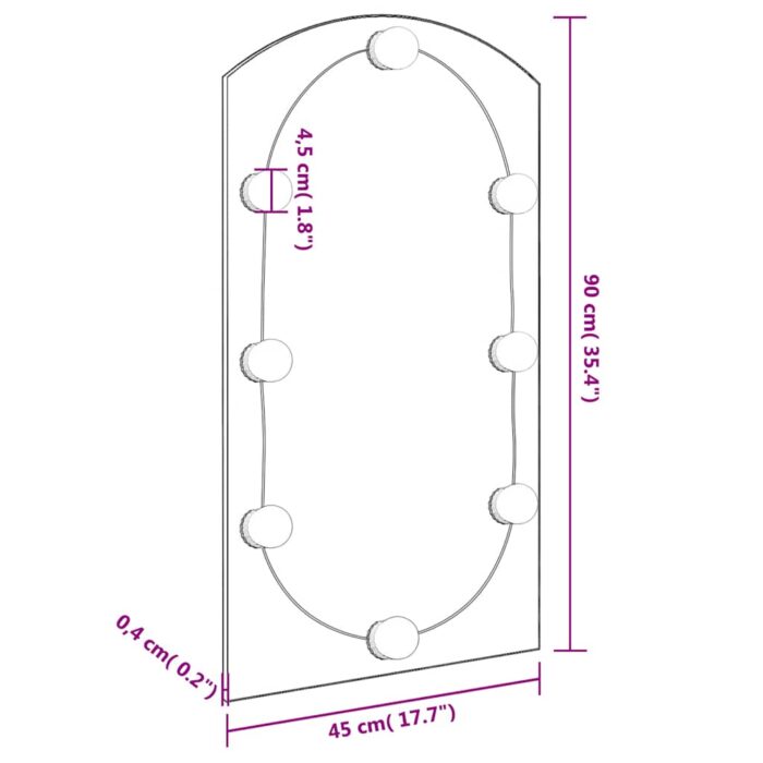 Miroir avec éclairage LED 90x45 cm Verre Arche – Image 11