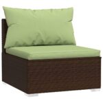 Salon de jardin 4 pcs avec coussins Résine tressée Marron – Image 2