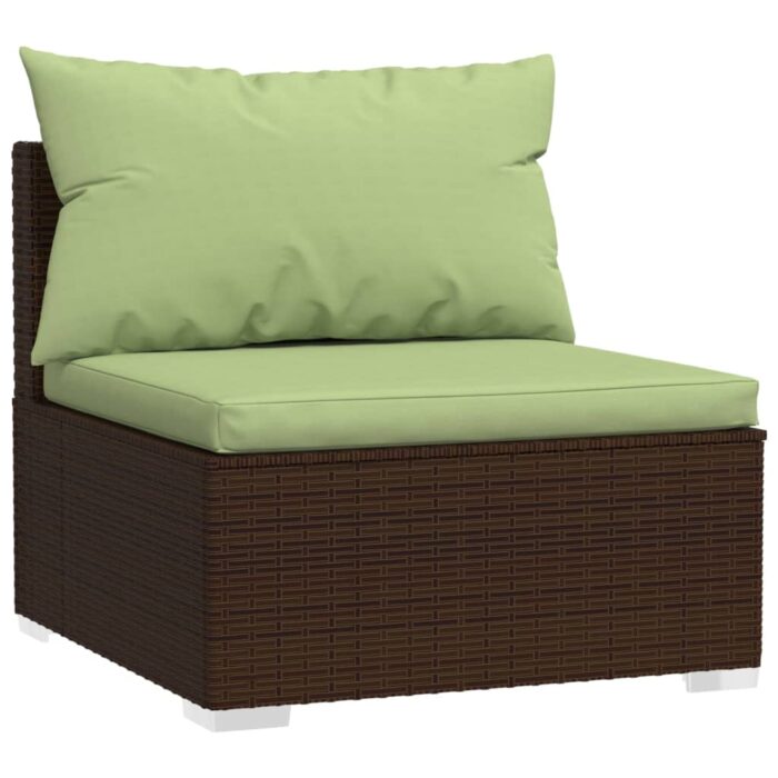 Salon de jardin 4 pcs avec coussins Résine tressée Marron – Image 2