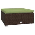Salon de jardin 4 pcs avec coussins Résine tressée Marron – Image 3