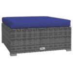 Salon de jardin 4 pcs avec coussins résine tressée gris – Image 3
