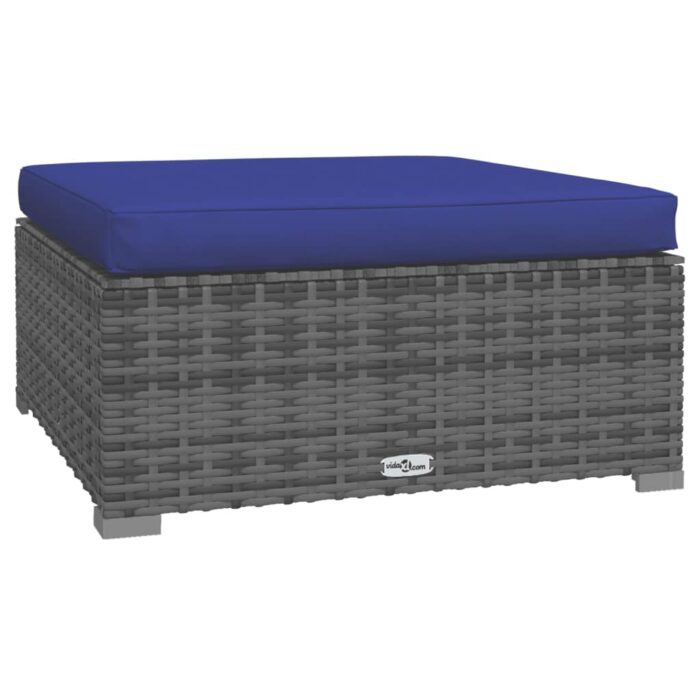 Salon de jardin 4 pcs avec coussins résine tressée gris – Image 3