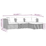 Salon de jardin 4 pcs avec coussins résine tressée gris – Image 4