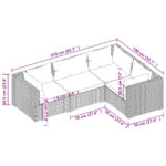 Salon de jardin 4 pcs avec coussins Résine tressée Noir – Image 3