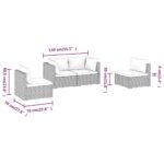 Salon de jardin 4 pcs avec coussins Résine tressée Noir – Image 5