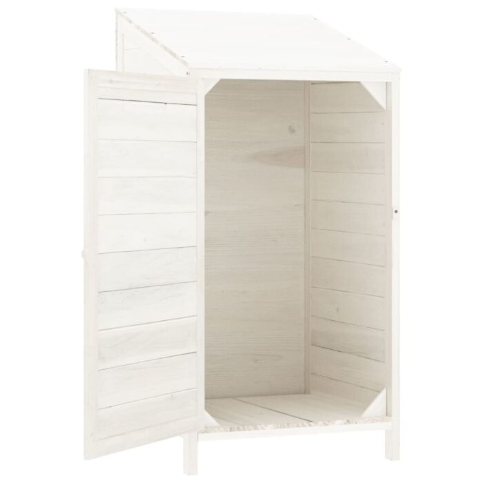 Remise de jardin Blanc 55x52x112 cm Bois de sapin solide – Image 2