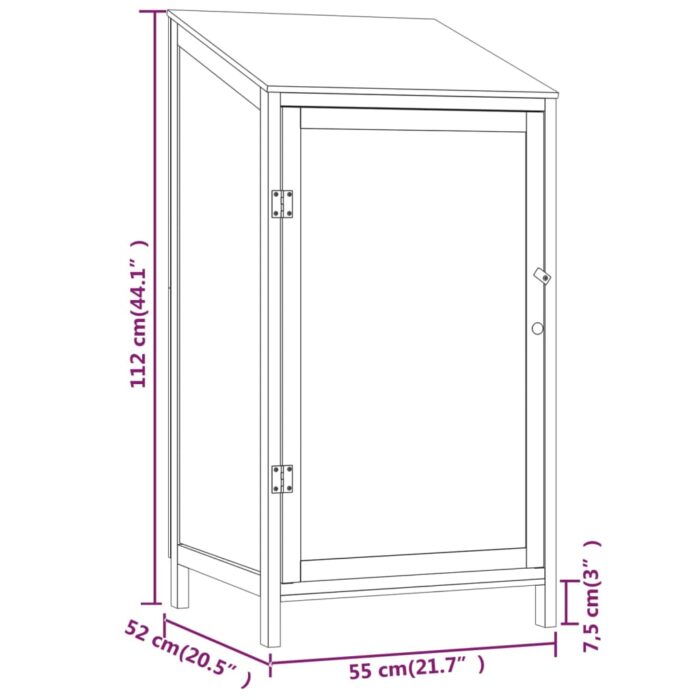Remise de jardin Marron 55x52x112 cm Bois de sapin solide – Image 5